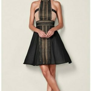 Spring Pink & Black Halter Dress